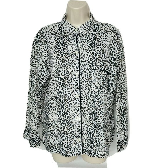 Victoria's Secret Leopard Print Button Down Shirt Medium - Picture 1 of 6